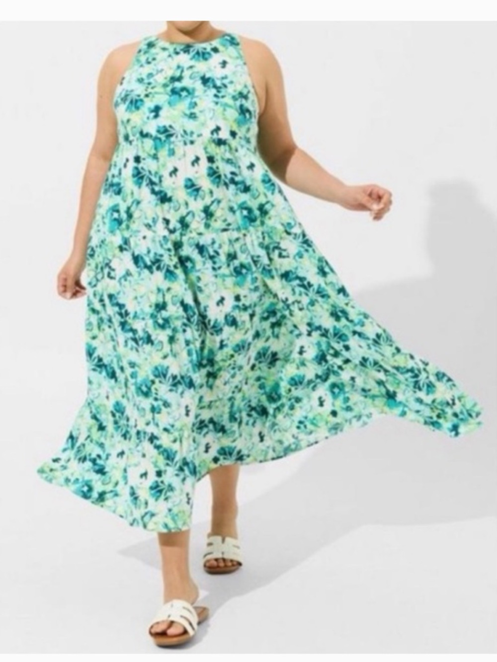 Torrid Green Halter Tiered Maxi Dress Size 3X